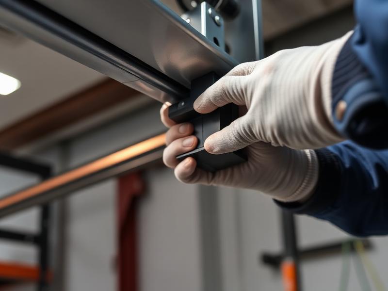 Professional garage door technician performing repair service