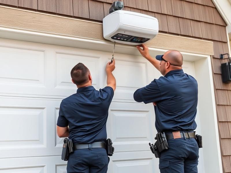 Gibsonton Garage Doors team installing garage door opener